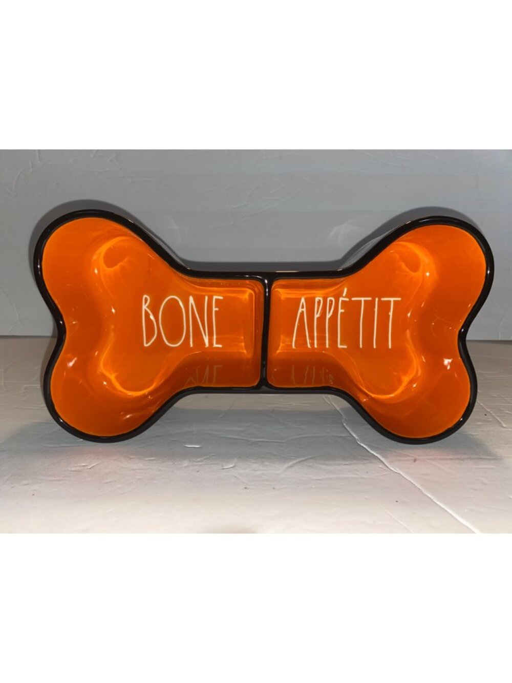New in Box Rae Dunn Bone Appetit Dog Dish Bone Serving Bowl Halloween Party
